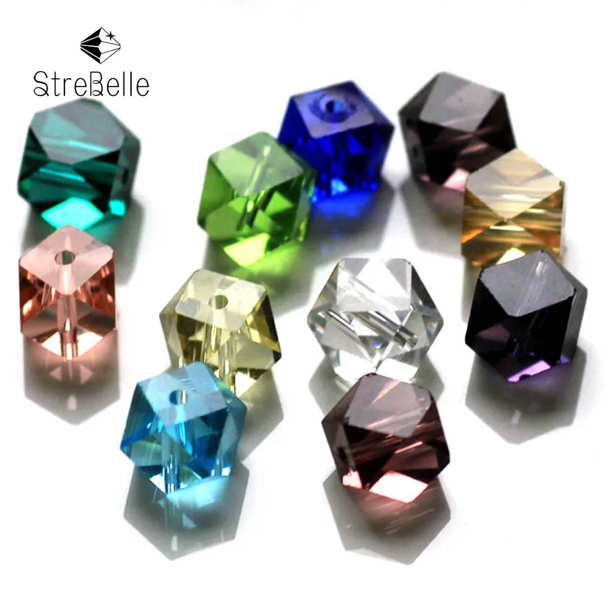 

Fancy cube color high quality square shape 6*6mm faceted glass crystal beads create your style free shipping!