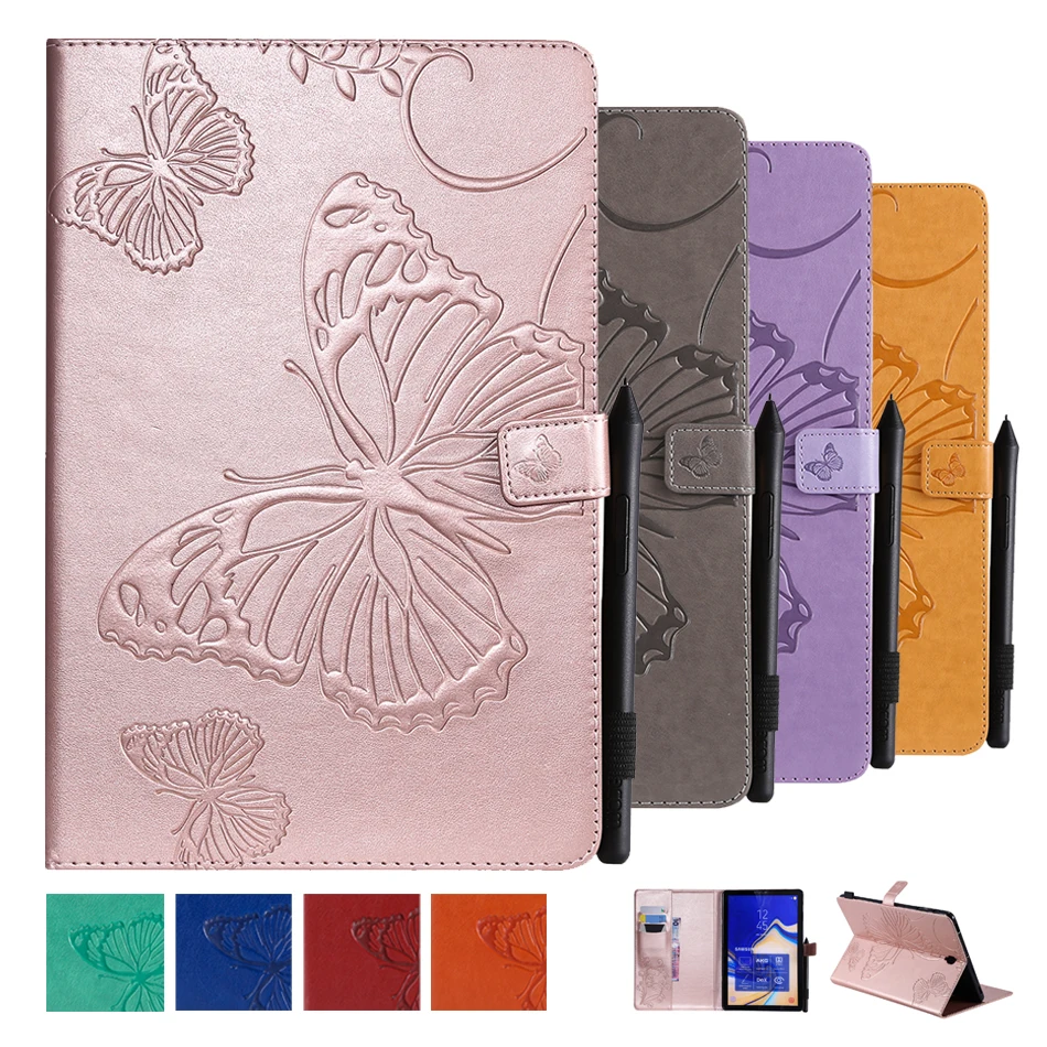 

luxury for Samsung galaxy Tab T835 Cover 3D Emboss Butterfly Leather Clip Flip wallet Shell Tab S4 10.5" T830 Tablet Case Stand