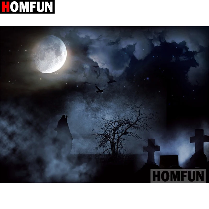 Алмазная 5D Вышивка HOMFUN A16166 полноразмерная/круглая картина Луна вышивка