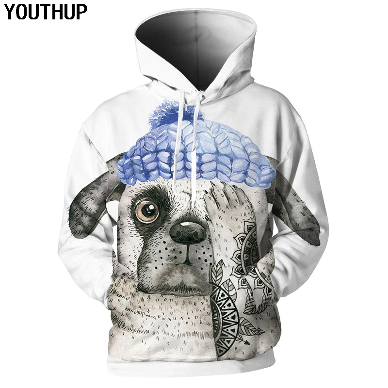 YOUTHUP 2019 New Autumn 3d Hoodies Men Hooded Hoodies Dog 3d