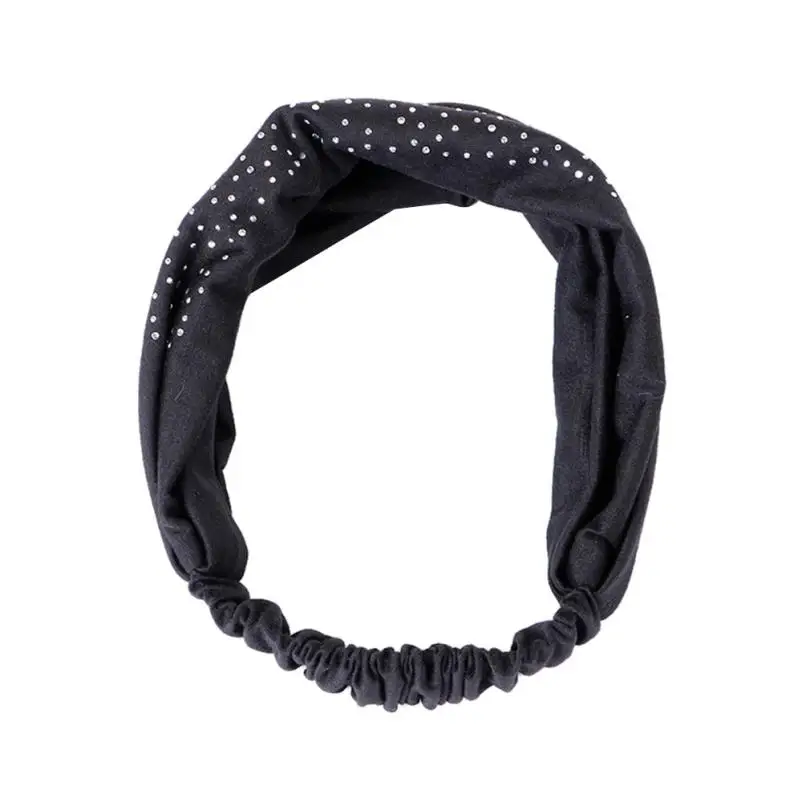 solid fashion Hair elastic Women Head Wrap Diamond Hair Band Headwear