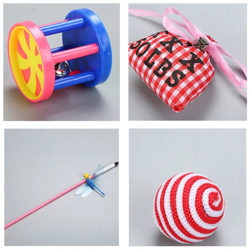 Cat Toys Set Combination Toy Kitten Interactive Play Supplies Bell Feather Mice Shape Ball Cat Toys Kit Cat Toys Set Combination Toy Kitten Interactive Play Supplies Bell Feather Mice Shape Ball Cat Toys Kit