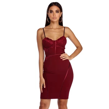 

New Arrival Fashion Wine Red Bandage Dress Women Spaghetti Strap Bodycon Party Sexy Dress Clubwear Summer Vestidos Wholesale