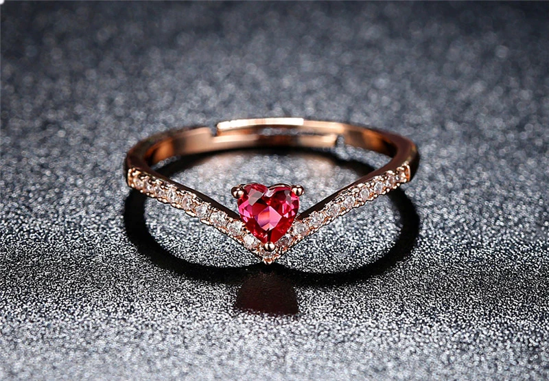 Ping heart zircon rings for women