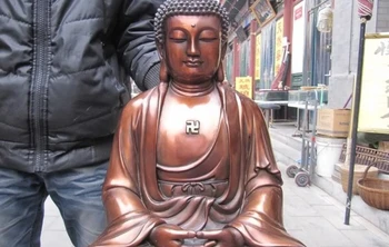 

Tibet Buddhism craftwork Red Bronze Sakyamuni Tathagata Amitabha Buddha Statue