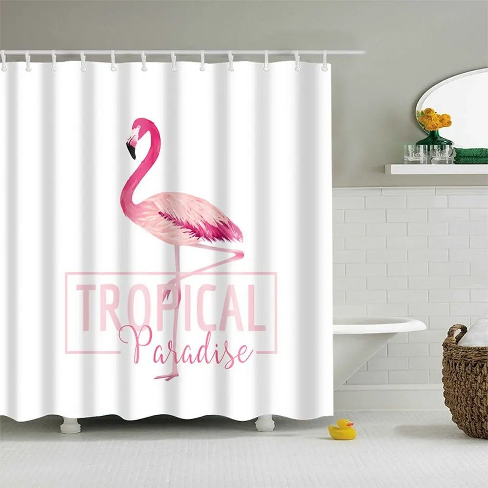 Tropical Pink Flamingo Customized Kids Bathroom Shower Curtain 72x72