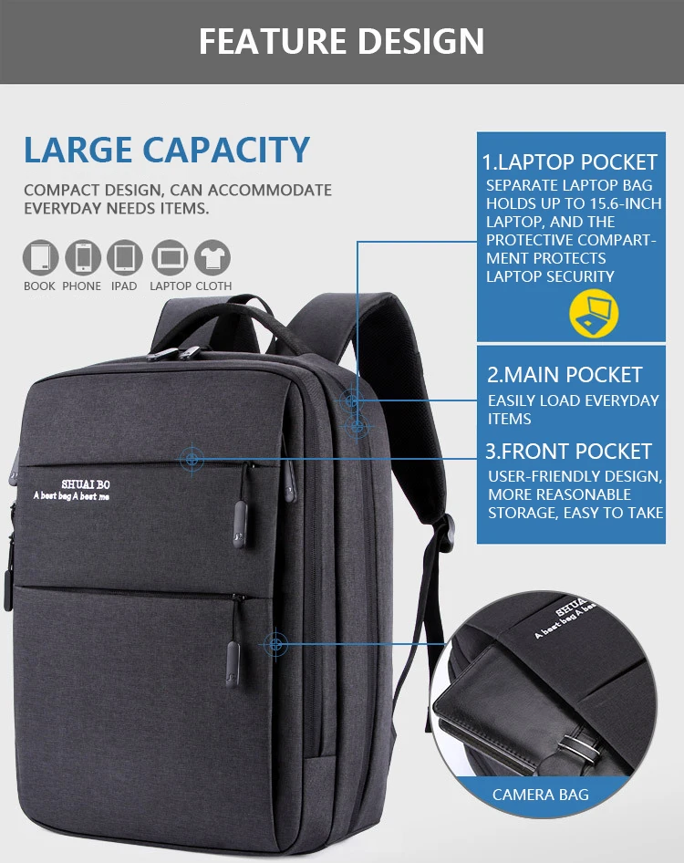 Мужской деловой рюкзак для ноутбука с диагональю 15,6 дюймов, короткие дорожные сумки с зарядкой через usb для мужчин, рюкзак для путешествий, рюкзак для студентов