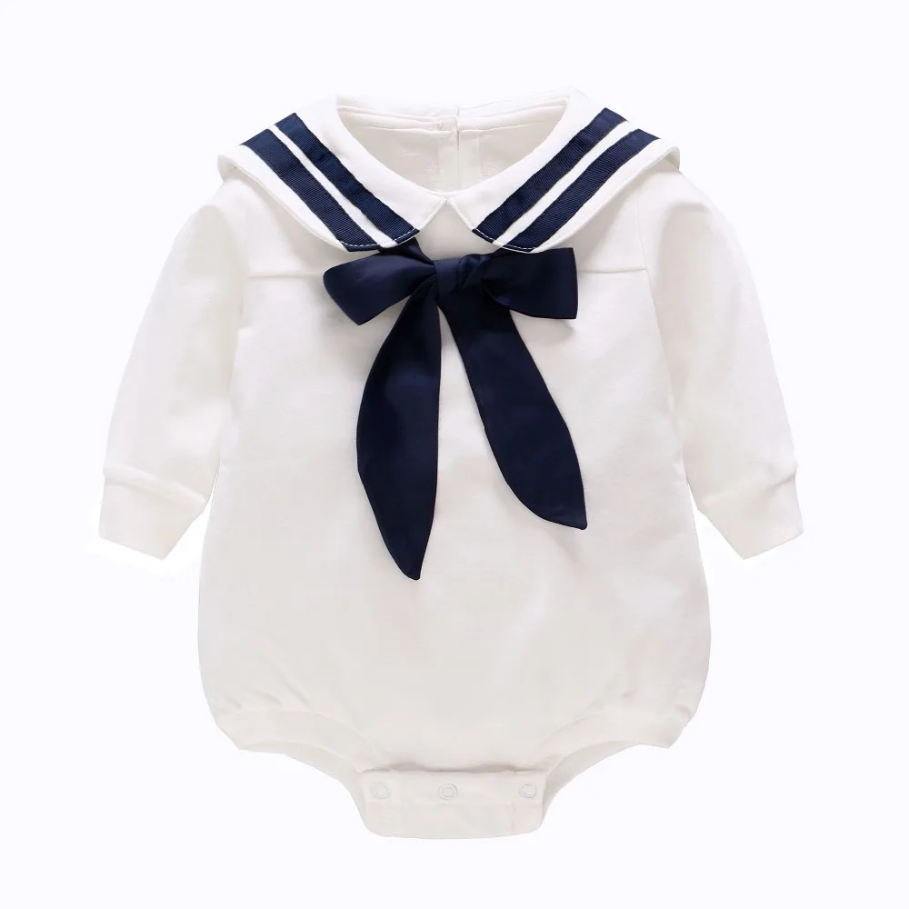 

Baby Clothes Baby boy girl Jumpsuits Newborn Navy style clothes Bow Tie Cotton Clothes Long Sleeves Infant clothing