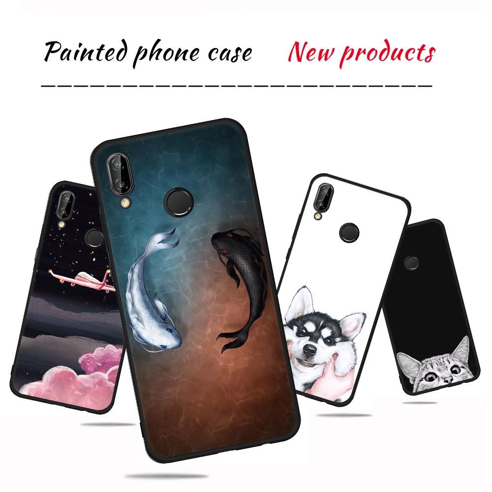 

Cute Cat Silicone Case For Huawei Enjoy8 Plus P20 P8 P9 P10 Lite Phone Case For Huawei Mate10 Pro Y9 2018 Black Cover Capa