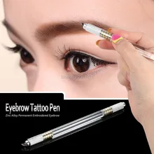 Высокое качество 50 шт. Хрустальная двухсторонняя татуировка для бровей ручка вышитая для постоянного макияж микроволокна ручка Бесплатный подарок 10 шт. needls
