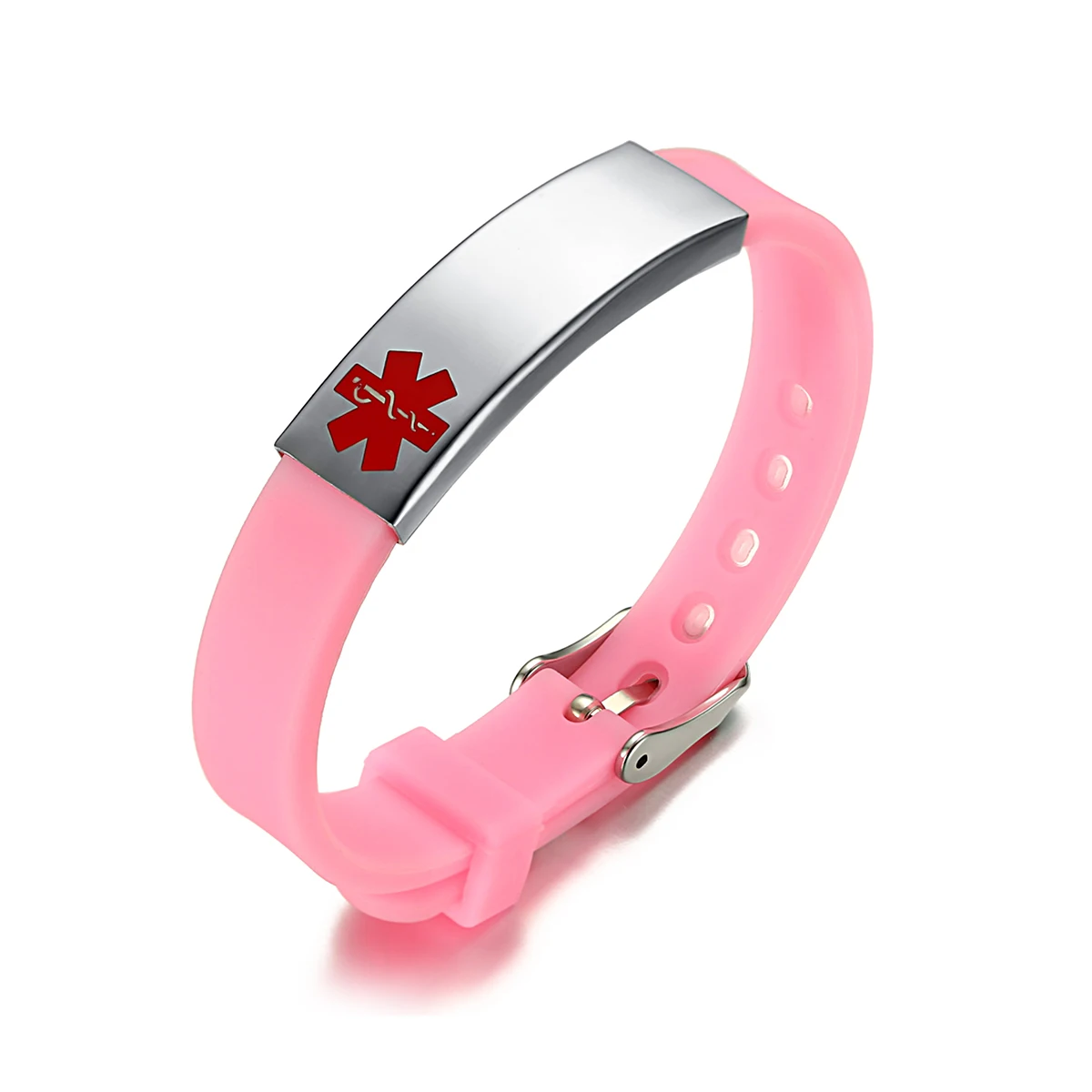 LASPERAL Серебряный силиконовый гелевый Браслет титановый медицинский логотип можно гравировать Регулируемый для женщин мужские ювелирные изделия браслеты - Окраска металла: pink