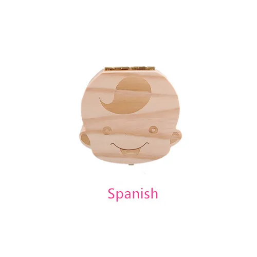 Oklady испанская английская русская французская детская деревянная коробка для зубов органайзер для хранения молочных зубов - Цвет: Spanish boy