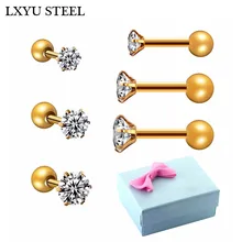 3 пар/кор. 3 мм/4 мм/5 мм 316L хирургическая нержавеющая сталь круглый, прозрачный CZ Мода уха трагус Стад Женщины/девушки серьги винт для пирсинга