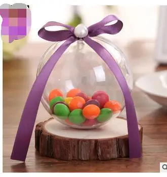 

20pcs/lot Acrylic Transparent Ball Christmas Decorations for Home decration Plastic Ball Candy Box for Favors Party Supplies