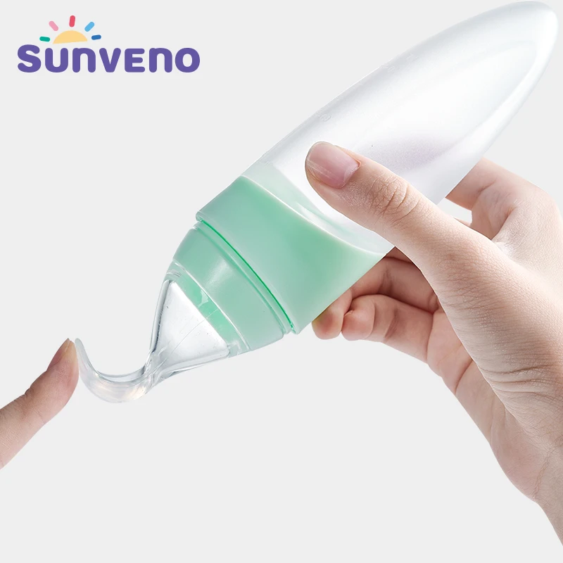

Sunveno Baby Squeezing Feeding Spoon Newborn Silicone Training Spoon Infant Supplement Feeder Safe Tableware Tools 90ml