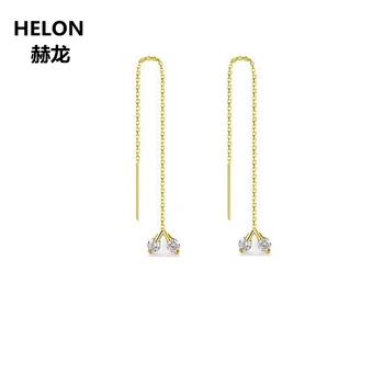 

Trendy SI/H 100%Natural Diamonds Drop Earrings Solid 18k Yellow Gold Engagement Wedding Women Earrings Unique Chain Earrings