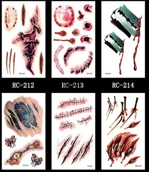 

5000 Pcs/Lot Halloween Zombie Scars Tattoos Fake Scab Bloody Makeup party festive Horror Wound Scary Blood Injury Sticker