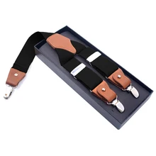 Новинка, мужской ремень с тремя зажимами, эластичная кожа, 3 зажима, y-ремешок, высокое качество, пояс для подтяжек, модный