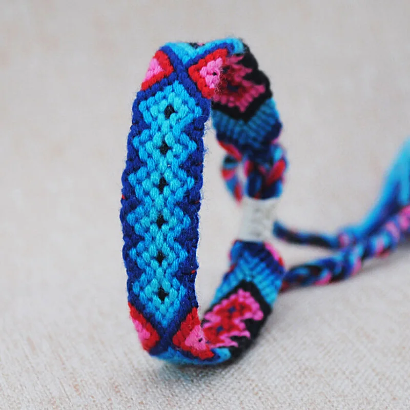 Женские многоцветные плетеные браслеты Rinhoo ручной работы в богемном стиле, тканые плетеные браслеты из конопляного хлопка, регулируемая Ручная Веревка - Окраска металла: A5