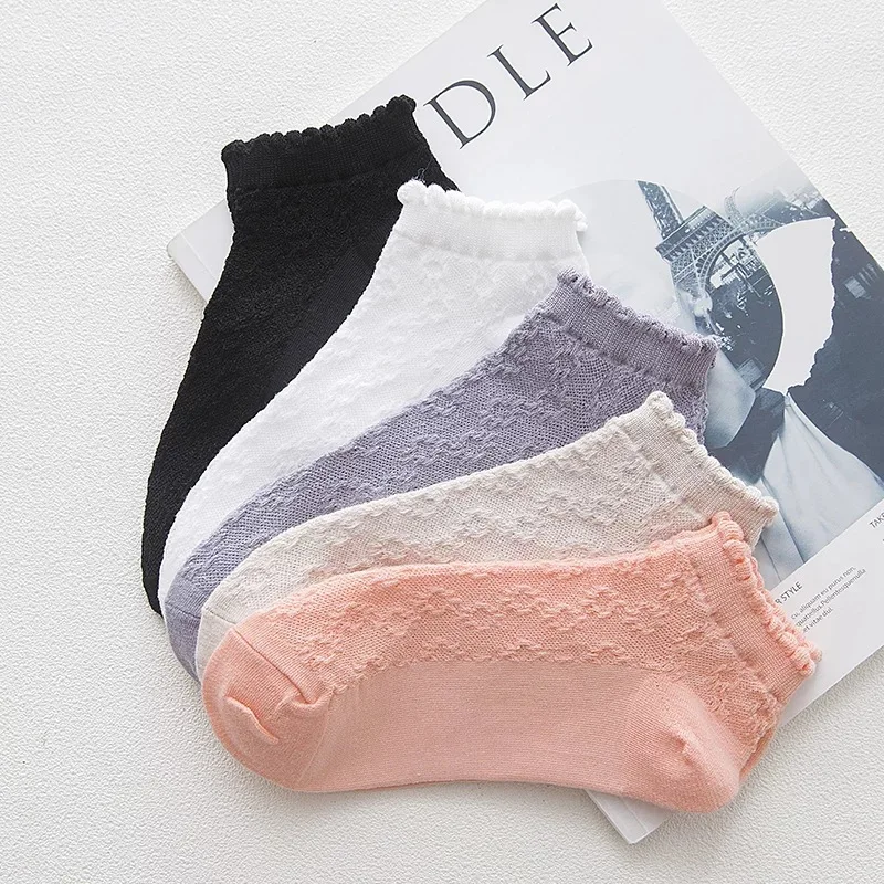 

Spring Summer Lace Socks Cotton Ankle Lovely Frilly Edge Girls' Women Socks Sweet Casual Short Tube Lady Vintage Ship Socks