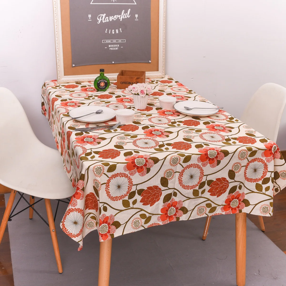 Orange Sunflower American Country Table Cloth Rectangle Printed Table