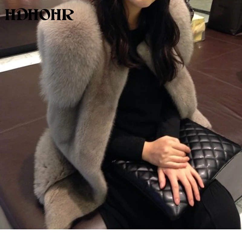 

HDHOHR 2019 New 100% Natural women's outerwear coats new vest fox fur with importe mink fur vest whole female short mink vest