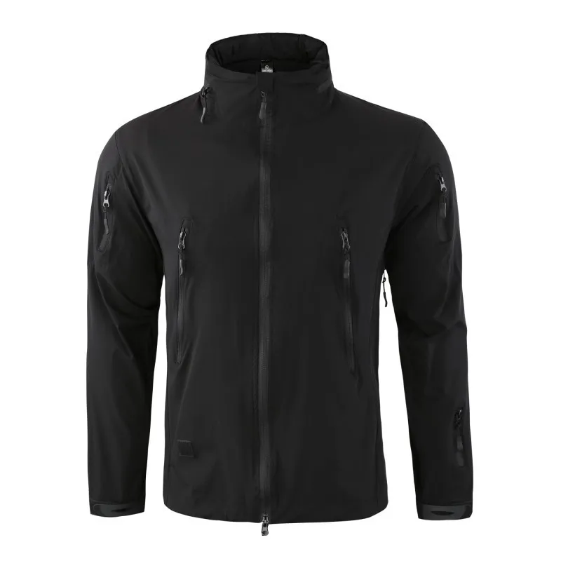 Новая Осенняя походная куртка для мужчин, Спортивная уличная скрывающаяся Акула, тонкая Военная камуфляжная куртка, водонепроницаемая армейская одежда - Цвет: black