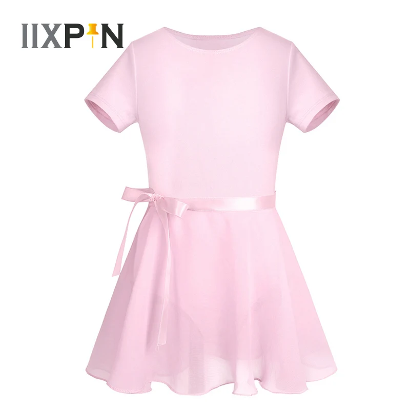 

IIXPIN Girls Ballerina Dance Ballet leotard Short Sleeve Leotard with Skirt Kids Dance Ballet Tutu Dresses Gymnastics Leotards