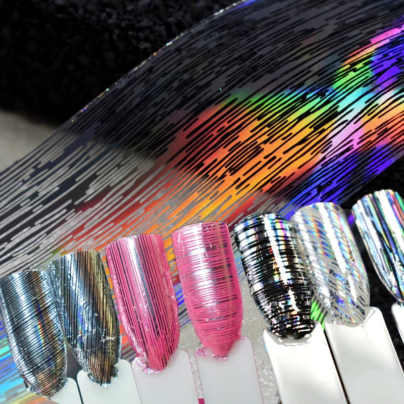 

1 roll Hot Red Silver Holographic Stripe Transfer Foils Nail Foil Paper Polish Glue Transfer Adhesive Sticker DIY Nail Decal