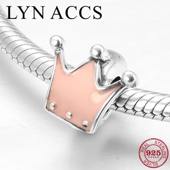 

Crown Enamel Beads 925 Sterling Silver Pink Silicone Spacer Stopper Beads Jewelry Making fit Original Pandora Charms Bracelet