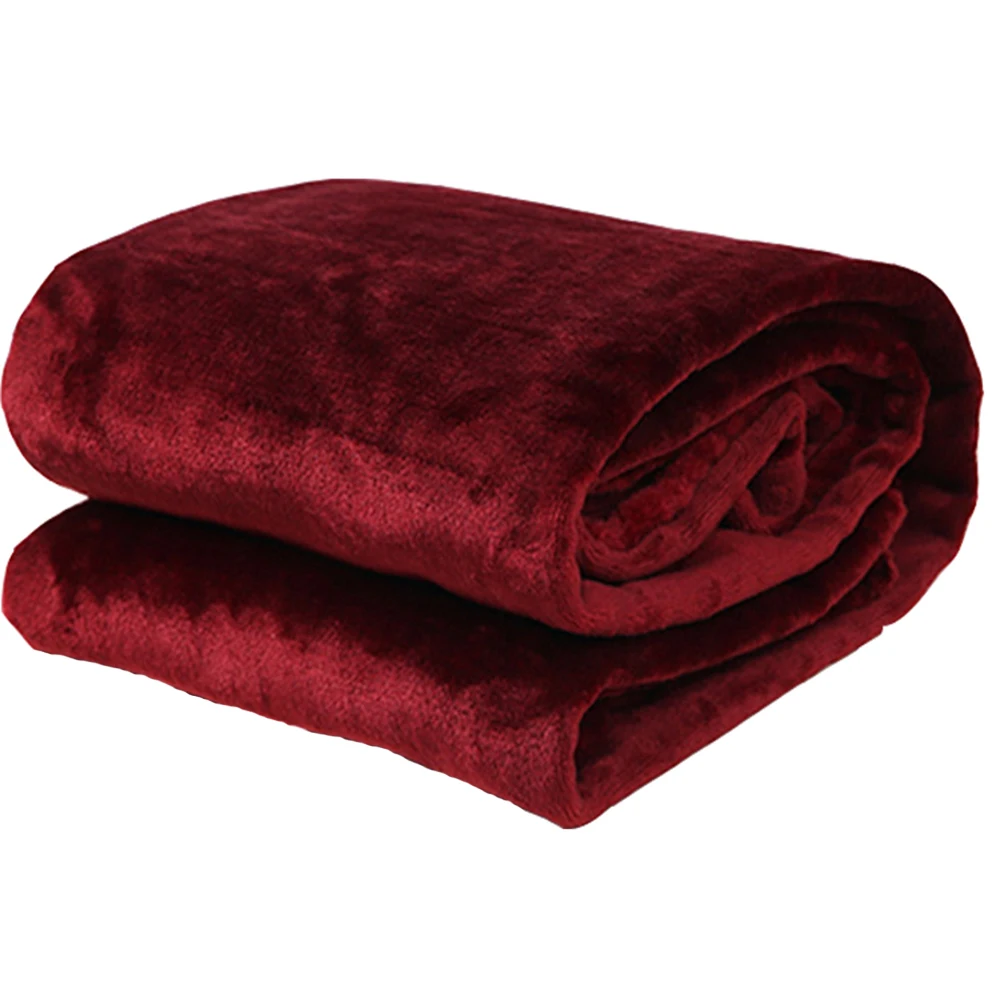 

Double Thickness Thicken Coral Fleece Flannel Blanket Super Soft Wine Color Mink Blanket For Double Bed Queen King Size Blanket