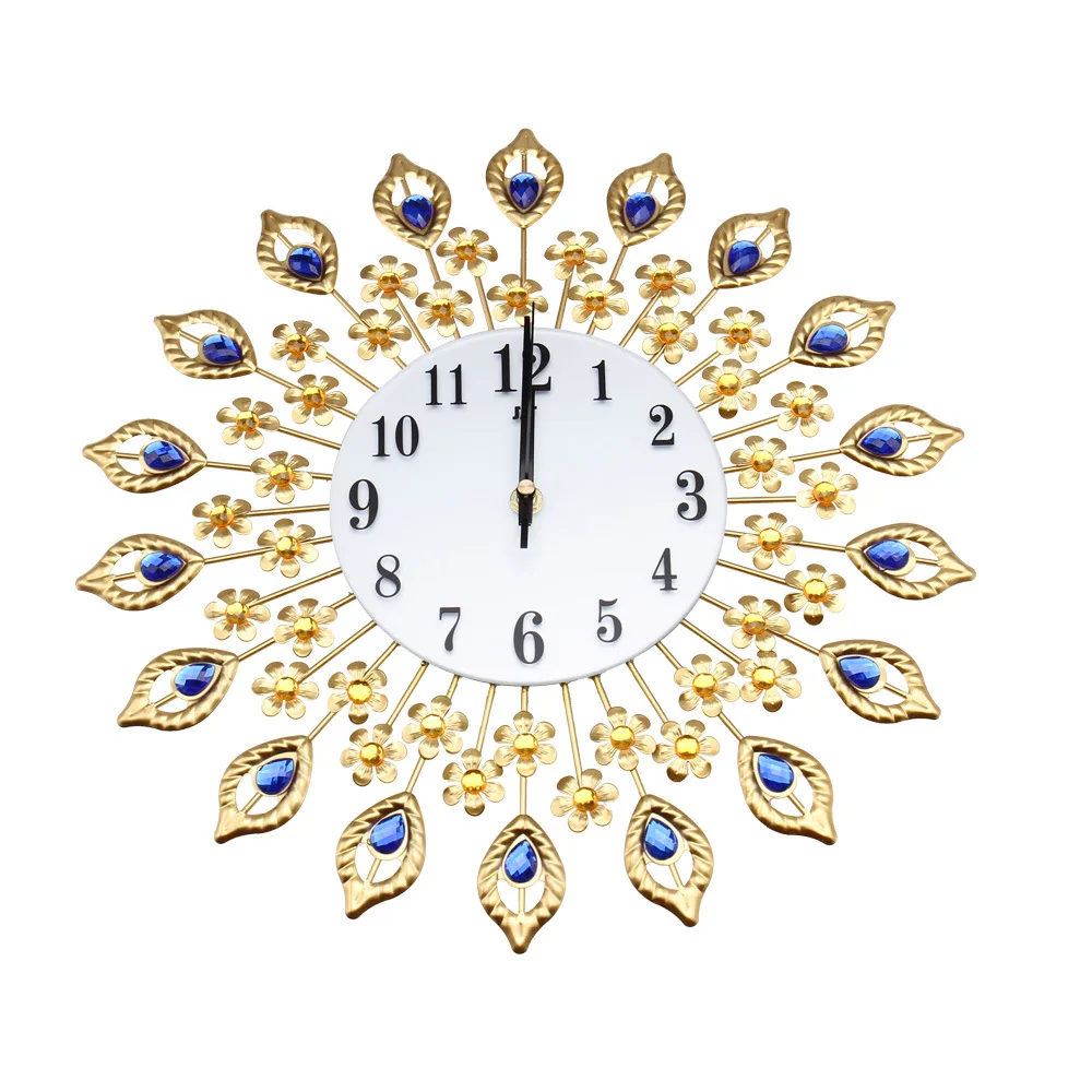 Горячая распродажа! Европейские высококачественные цветы из кованого железа креативные простые настенные часы Современные домашние часы модные немой декоративные кварцевые часы