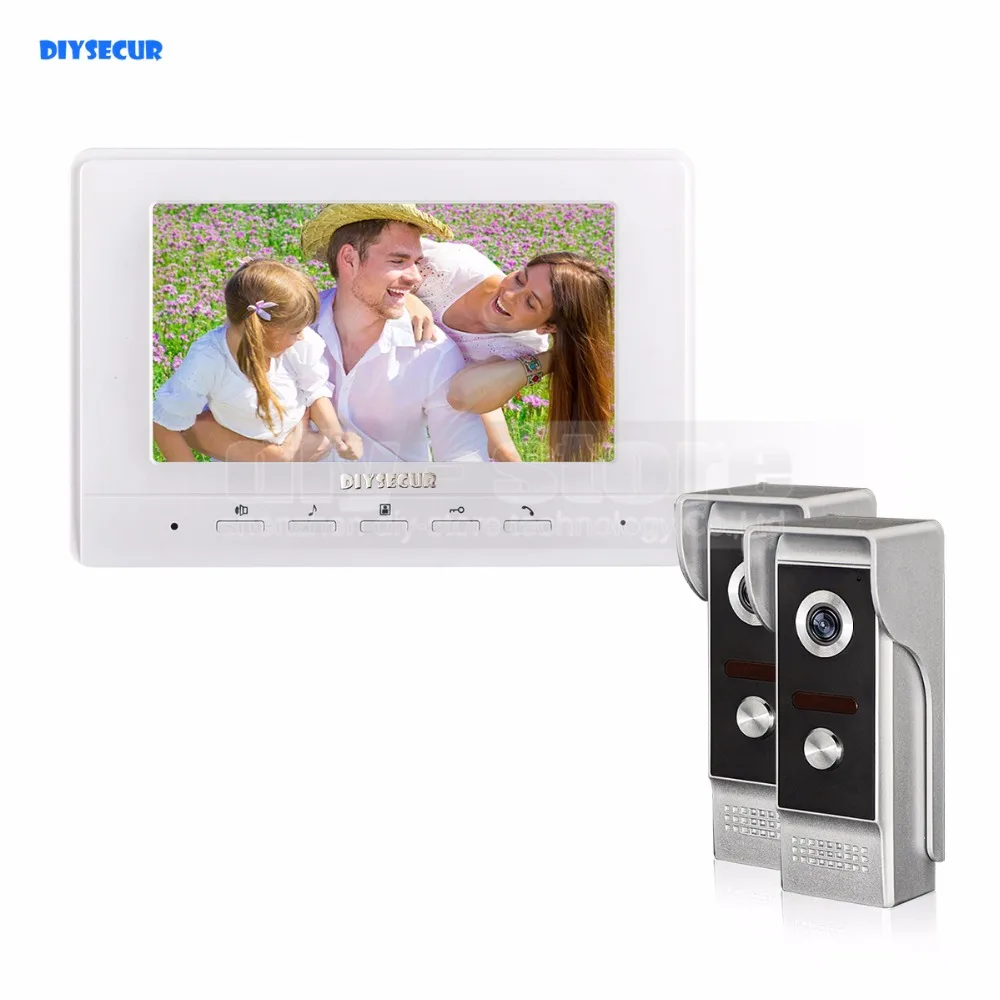 

DIYSECUR 7inch Video Intercom Video Door Phone 700TV Line IR Night Vision Outdoor Camera for Home / Office Security System 2V1