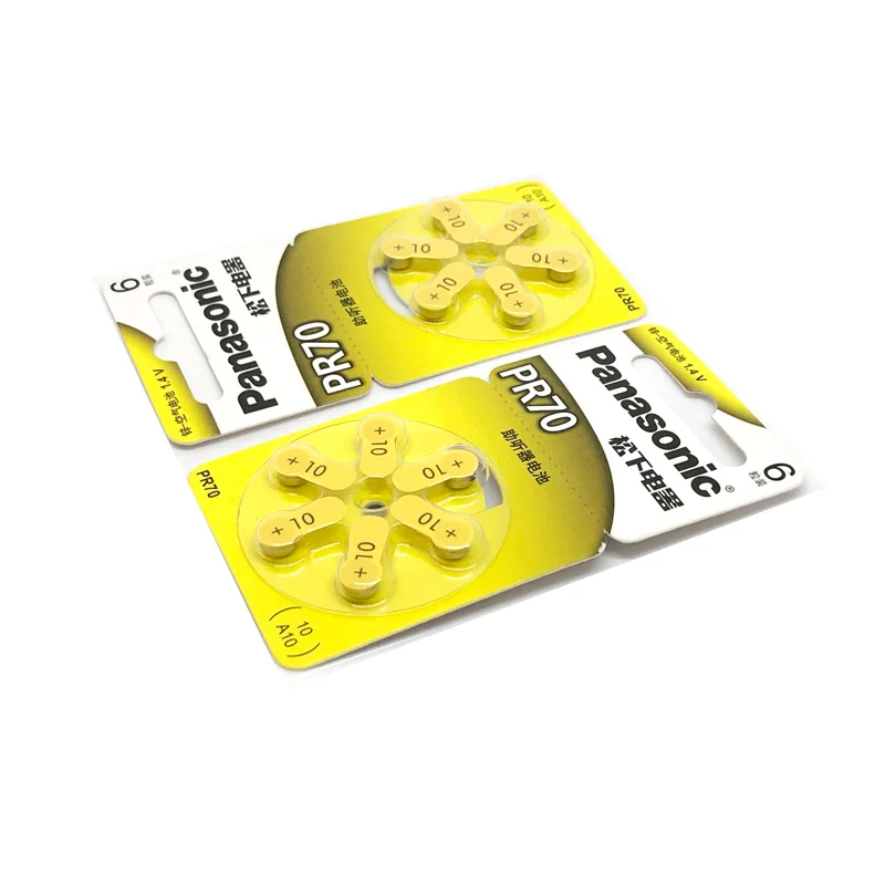 18pcs/lot Original Battery For Panasonic PR70 Hearing Aid 5.8MM*3.6MM 10 A10 Deaf-aid Cochlear Button Cell Batteries Audiphone