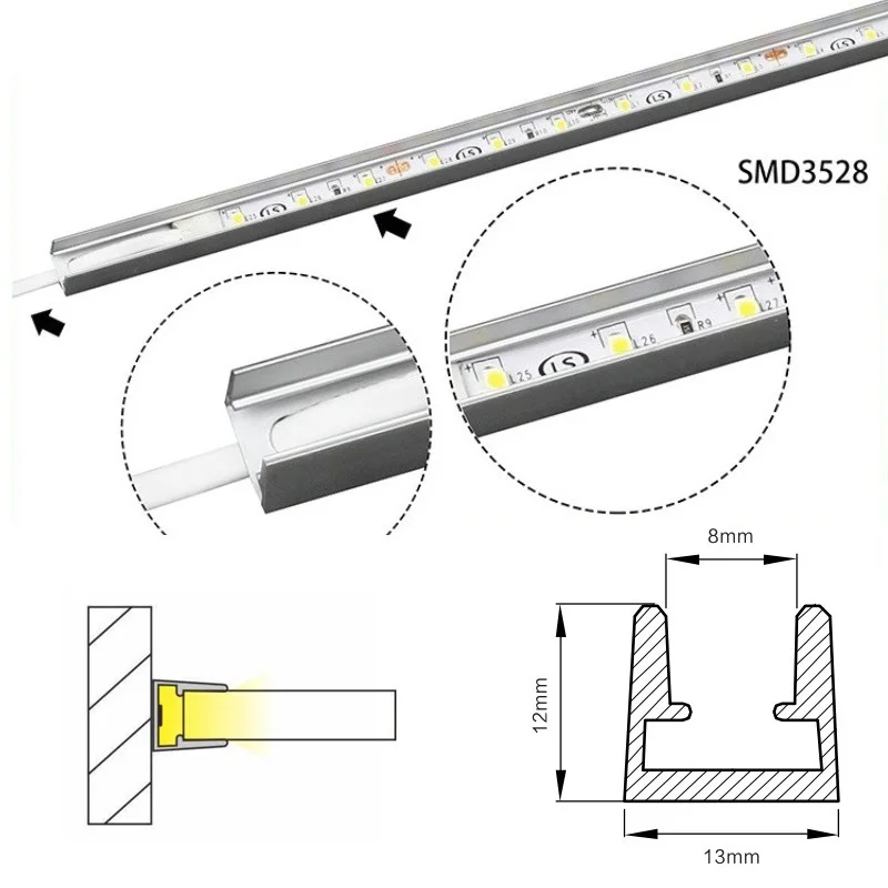 Cena LED szklana półka pod światła do szafki szklana krawędź tylne światło boczne 30 40 50CM zacisk lampa prezentacja lampy likier półka Decor