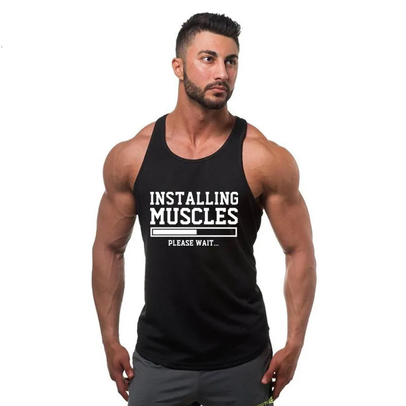 Майка мужская для фитнеса брендовая безрукавка singlet canotte Стрингер бодибилдинга