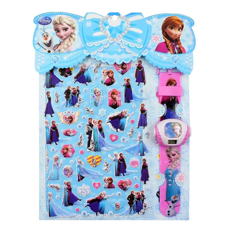 

frozen elsa and Anna Projection Watch Sticker snow White Sofia Classic Toys Puzzle game stickers