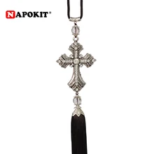 Металлическое зеркало заднего вида с кристаллами и алмазным крестом в виде Иисуса Кристиана, подвеска для автомобиля, аксессуары для стайлинга автомобиля, украшения