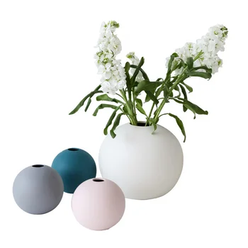 

Nordic Modern Ceramic Ball Vase Macaron Origami White Pink Gray Green Vases Home Wedding Bedroom Living Room Decoration Crafts
