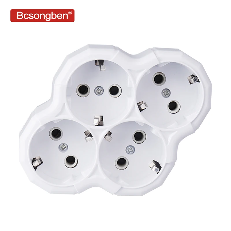 

Bcsongben European Type Conversion Plug 1 TO 4 Way EU Germany Standard Power Adapter Socket 16A Travel charging adapter