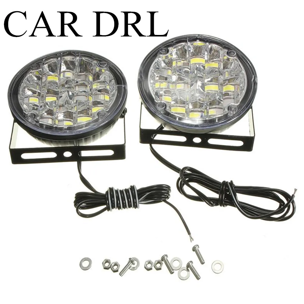 

big sale universal Car Driving Running light One pair 12V 18LED Round Fog lamp white high power light