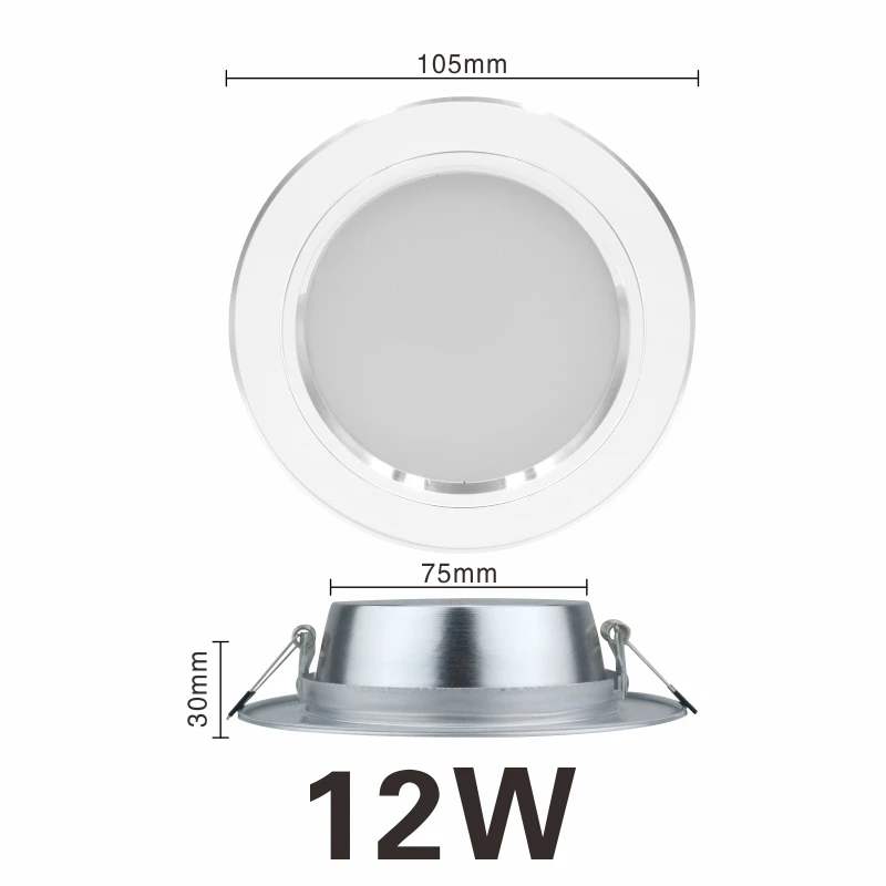 Потолочный светодиодный светильник белый 5 Вт 7 Вт 9 Вт 12 Вт 15 Вт теплый белый/холодный белый утопленный светодиодный свет AC 220 В 230 в 240 В - Испускаемый цвет: 12W 220V