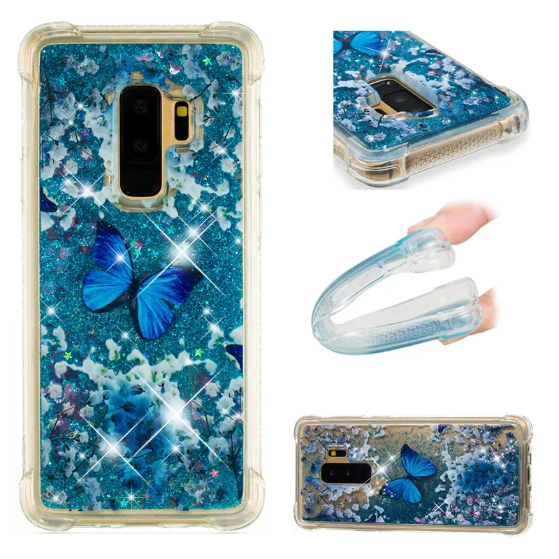 Liquid Case for Samsung Galaxy A6 A8 Plus 2018 S8 S9 Plus S6 S7 Edge Note8 Note9 S5 S6edge Glitter Love Silicone PC Full Cover (55)
