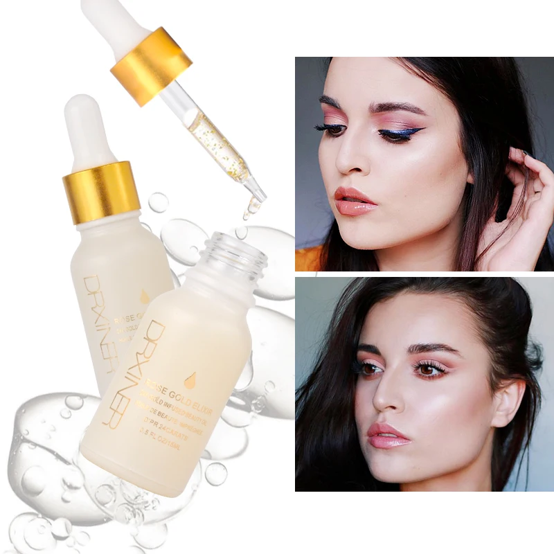 Drxiner make up primer face oil 24k Rose Gold Elixir Skin Make Up Oil For Face Essential gold Oil Before Primer Foundation