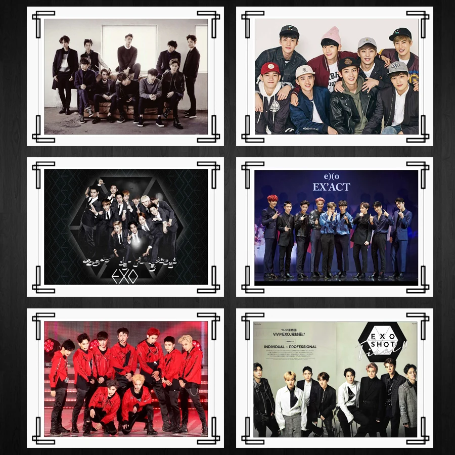 

EXO Posters BAEKHYUN,CHANYEOL,SEHUN,SUHO,LAY Posters Home Room Decor High Quality Printing Wallpaper Modern Decoration