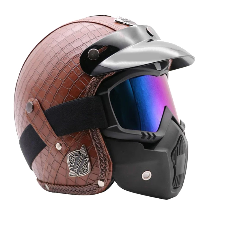

Hsanzeo Motorcycle Helmet Vintage Motorbike Cruiser Touring Chopper Street Bike Scooter Moto Helmet Cascos 3/4 Open Face