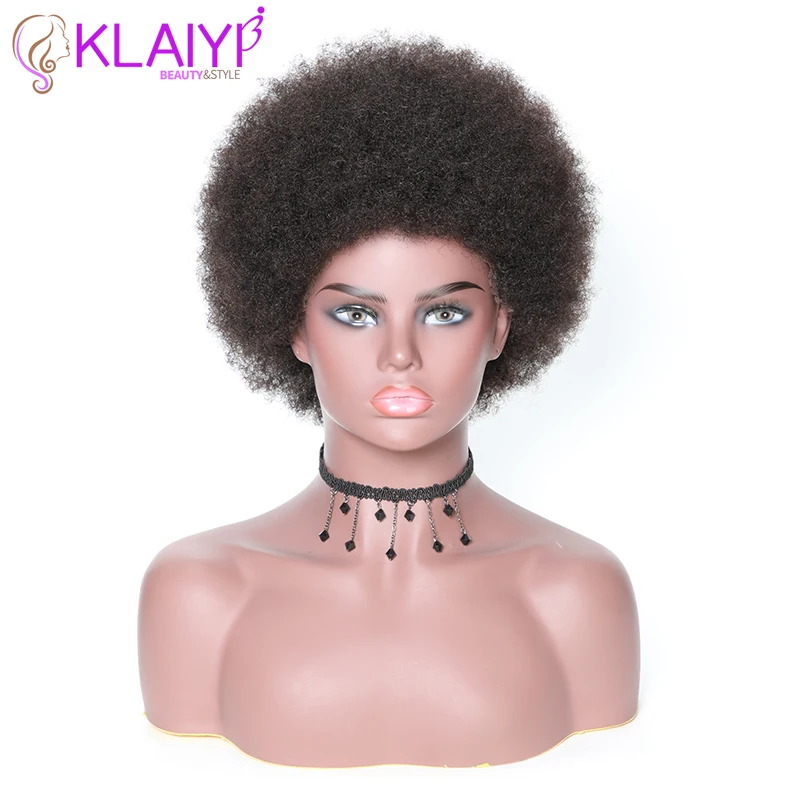 Klaiyi волосы афро кудрявые вьющиеся волосы парик 8 дюймов короткие бразильские Remy человеческие волосы парики передние кружева #1 #2 #4