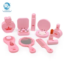 Деревянные дети реальная жизнь красота игрушки Парикмахерская симулятор игрушечный дом принцесса туалетный столик девушка Косметика набор подарок для детей