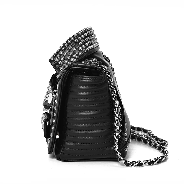 Sound Women Purse Pu Leather Shoulder Bag Punk Motorcycle Rivet Shoulder Bag The Single Shoulder Bag