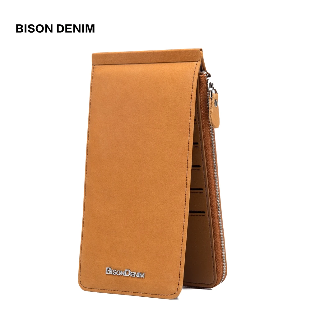 

BISON DENIM Women Wallets Genuine Leather Card Holder Wallet Vintage Zipper Coin Purse Women carteira feminina N9301-2V